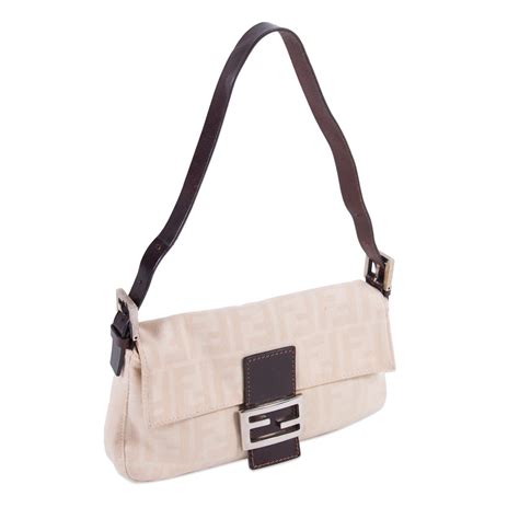 fendi beige canvas mama baguette shoulder bag|fendi baguette bag.